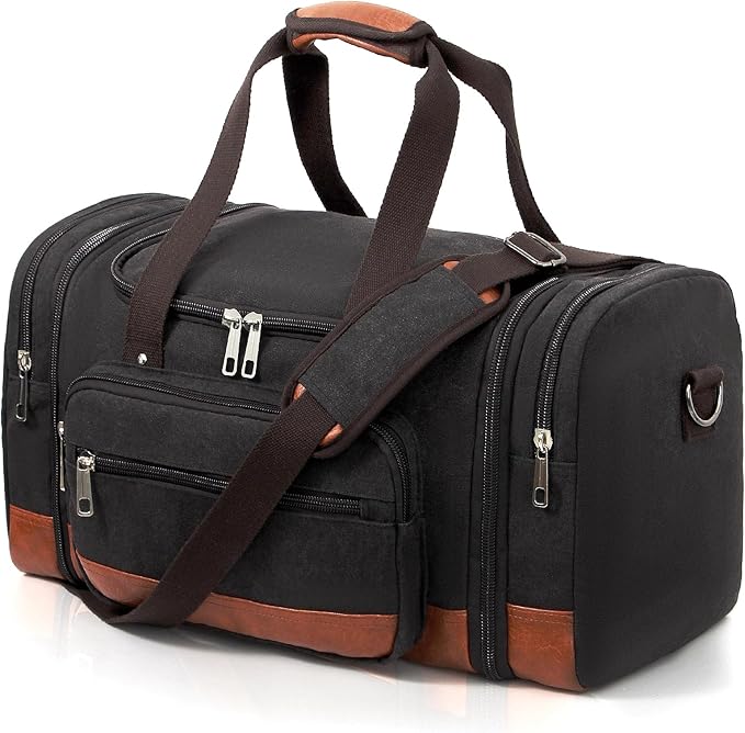 Men'S Duffle Bag For Travel, Expandable Canvas Duffel Bags Overnight Weekend by Unknown
