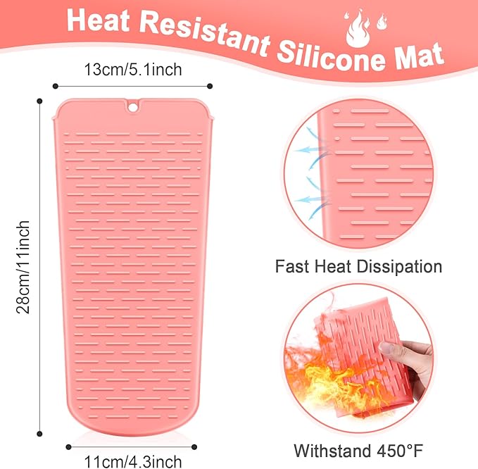 Shappy 2 Pcs Heat Resistant Hair Tools Bag Curling Iron Travel Case Cover Neoprene Flat Iron Holder Travel Case and Silicone Mat Pouch for Hot Hair Tools Storage Organizer(Pink Marble Style)