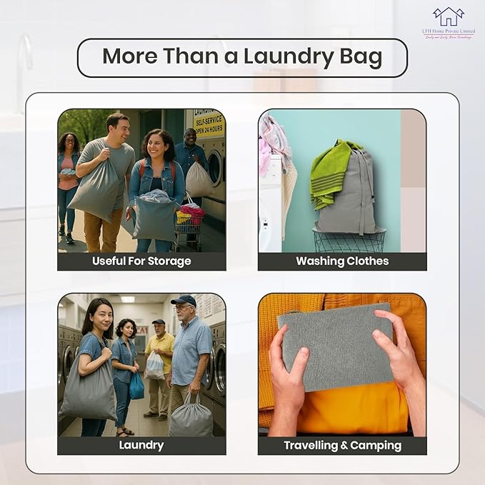 LFH Home Cotton Canvas Large Laundry Bag - Image 6