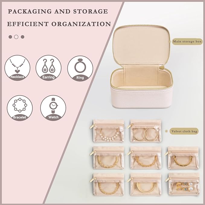 Jewelry Box Organizer for Women, Small Travel Jewelry Case, Mini Travel Jewelry - Image 3