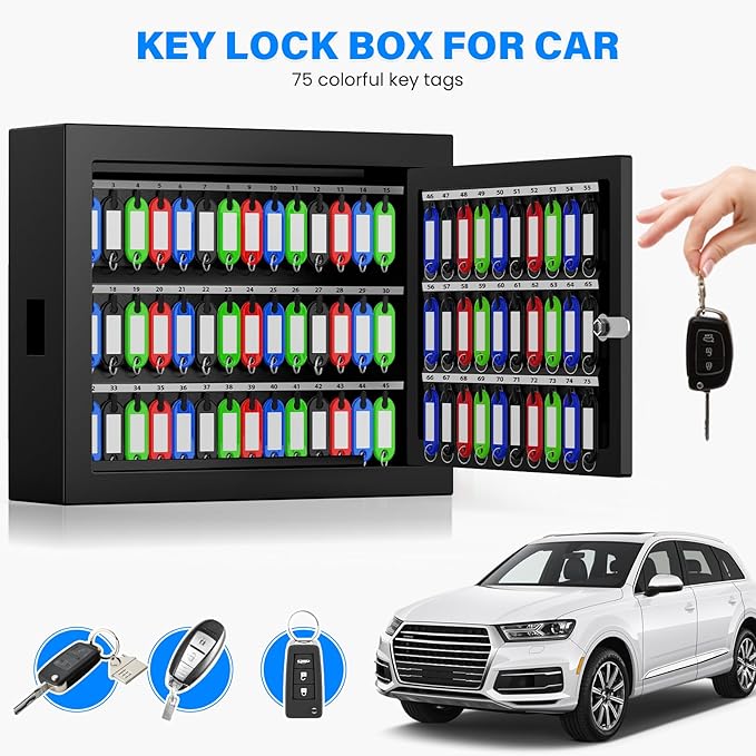 75 Keys Key Lock Box, Anti-Theft Key Cabinet - Image 9