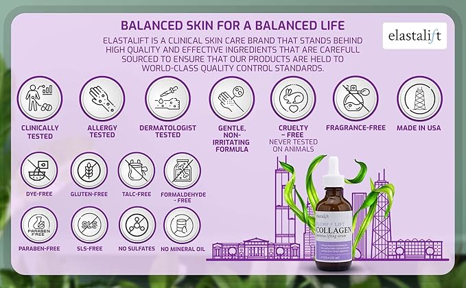 Elastalift Collagen Serum For Face | Collagen Face Serum For Skin Tightening Helps Lift, Plump, & Firm Sagging Skin | Serums For Skin Care | Anti Wrinkle Boost, Fragrance Free, 1.75 Fl Oz