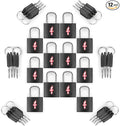 12-Pack Black Neon Square TSA Approved Luggage Lock by Colorfullife