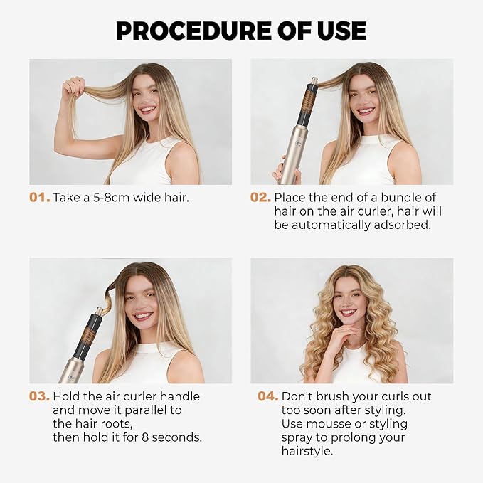 5 in 1 Hair Dryer Brush Set,Professional Negative Ionic Hot Air Styler, Air Curling Wrap Styler,Detachable Blow Dryer Brush With Auto Wrap Curlers,Hair Styling Tools For Straight/Curl/Drying/Smoothing