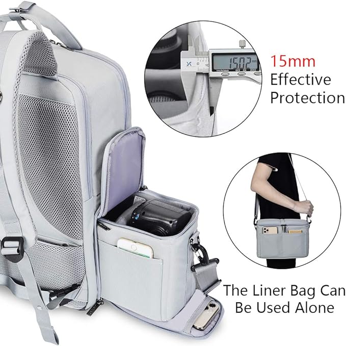 CADeN Camera Backpack w/ 15.6" Laptop Compartment, USB Charge Port, Tripod - Image 3