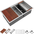 Dcolora 36 Inch Large Double Bowl Low-Divide Kitchen Sink Undermount 16 Gauge by Dcolora