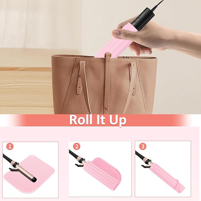 Quccefods 2 Pack Heat Resistant Mat Large Silicone Hot Hair Tools Holder for Curling Irons Flat Iron Hair Styling Tools Mat Portable Vanity Pad