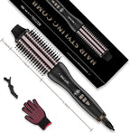 1 1/2 inch Heated Round Brush, 3-in-1 Ceramic Hair Curler Straightener and Volumizer with Negative Ions, Electric Styling Brush Curling Iron for All Hair Types