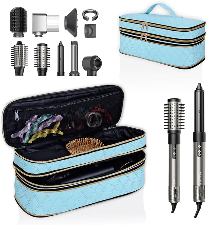 Hair Dryer Travel Carrying Case, Curling Iron Storage Bag, Slim Expandable Handheld Dual-Layer Travel Storage Bag for Dryer/Hair Tool Organizer/Style Organizer