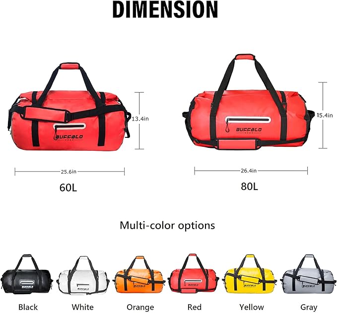 Buffalo Gear Waterproof Duffle Bag 40L 60L 80L Roll-top Dry Bag Heavy Duty - Image 8