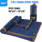 Sfee 2 Pack Microfiber Travel Towel, Quick Dry Towel Camping Towel Super - Image 3