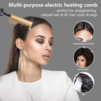 Dan Technology 500℉ hot Comb,60 Min Auto-Off Hair Straightener Comb,7 Temperatures Adjustable Ceramic hot Comb,Electric Pressing Comb for Natural Black Hair