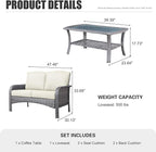 HOOOWOOO Patio Furniture Set, Outdoor High Back Loveseat Set, All Weather - Image 6