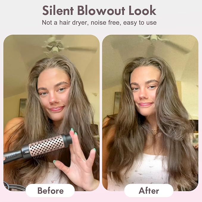 Thermal Brush Hair Curling Brush, 30s Fast Heated Round Brushes 1.5" for Long Lasting Look, Negative Ion Tech, 5 Temp Settings, Less Damage, Universal Voltage for Travel, Easy to Use, Rose Gold