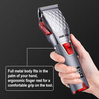 FADEKING® Professional Hair Clippers for Men - Cordless Hair Clippers, LCD Display Barber Clippers for Hair Cutting & Mens Grooming with Travel Case(Silver+red)