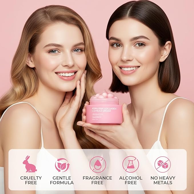 PDRN Pink Collagen Capsule Cream – Salmon PDRN - Dual Texture Barrier Repair Moisturizer | Salmon DNA + 5% Niacinamide 2oz