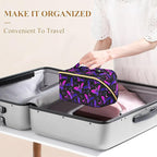 Makeup Organizer Bag, Purple Bat Gothic Travel Makeup Bags Makeup Vanity Case Large Capacity Rhombus Cosmetic Toiletry Bag for Girl Women Ladies