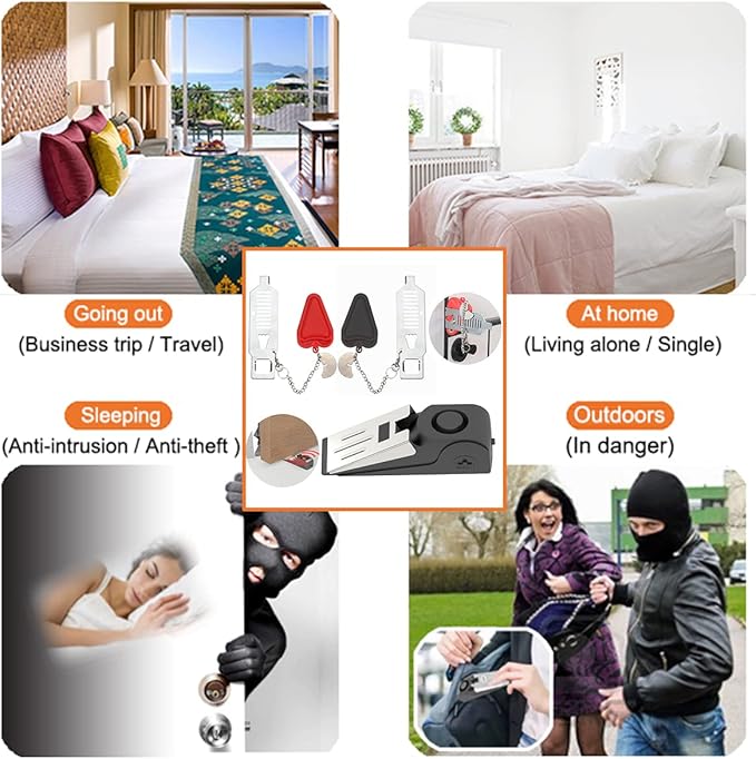 3 Packs Portable Door Stop Alarm & Door Lock, Upgraded Home Security Door - Image 4