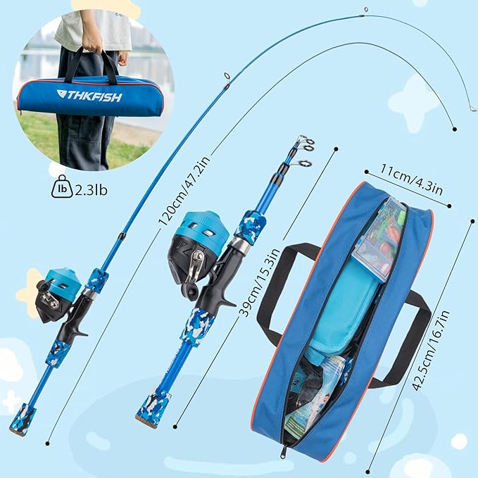 Kids Fishing Pole Set, Telescopic Fishing Rod Reel Combo Kids Starter Kit - Image 2