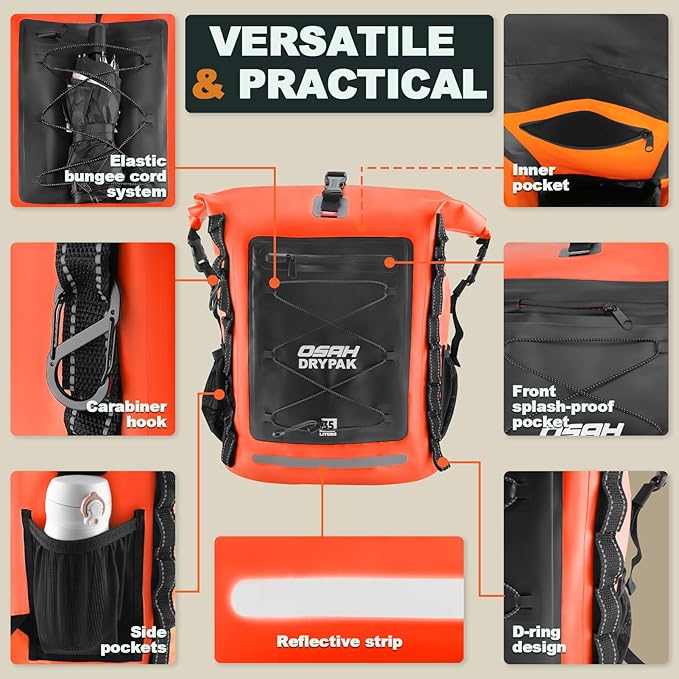 Waterproof Backpack Dry Bag 35L/55L/85L– Heavy Duty Roll-Top Hiking Backpack - Image 3