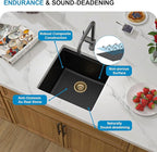 18 Black Granite Composite Bar Sink 18x18 Single Bowl Granite Composite - Image 7
