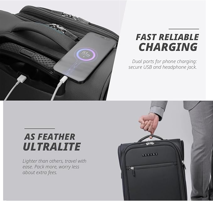 Verage Under Seat Luggage with Wheels, Softside Small Suitcase Spinner Carry On - Image 4