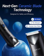 Manscape Trimmer for Men - No Nicks Electric Razor-Shaver for Balls/Pubic/Groin/Legs/Chest Hair Removal w/Light & Ceramic Blade, IPX7 Waterproof Body Groomer USB-C Charging, Gifts for Him Dad