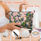 Cosmetic Bags Travel Makeup Toilet Case Waterproof Pouch for Women Girls 6.7X9.45inches - Lovely Pink - Bloom Tapestry
