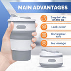 2-Pack Collapsible Coffee Cup Reusable – 12oz Leakproof Travel Coffee Mug - Image 4