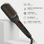 MEGAWISE Pro Ceramic Ionic Hair Straightener Brush for Home Salon | MCH Fast 20s Heating Tech with Auto-Off Safety | Anti-Scald with Universal Dual Voltage | Rotatable Power Cord (Black)
