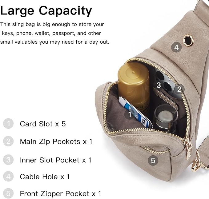 Telena Small Sling Bag for Women Leather Crossbody Fanny Packs Chest Bag for - Image 3