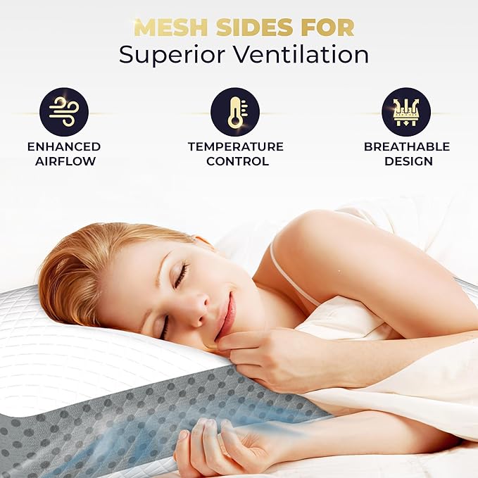 Royal Therapy Memory Foam Pillow, Queen Pillow Neck Pain Relief, Neck and - Image 2