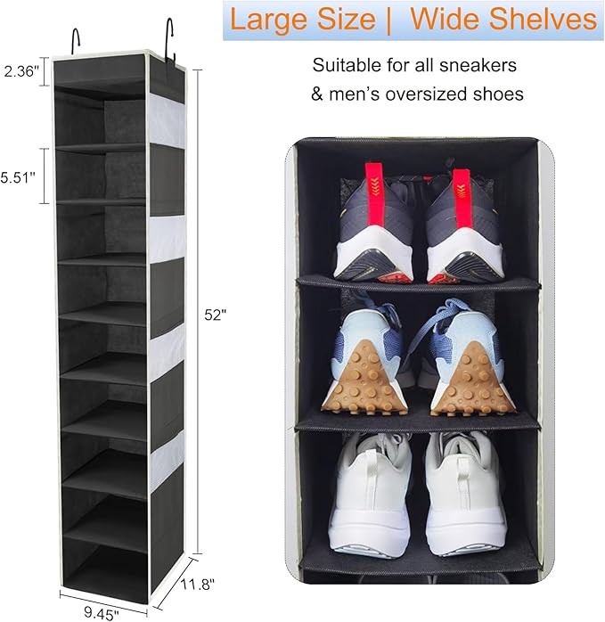 2 Pack Large-Sized Hanging Shoe Organizer 10-Shelf, Sturdy Hanging Closet - Image 3