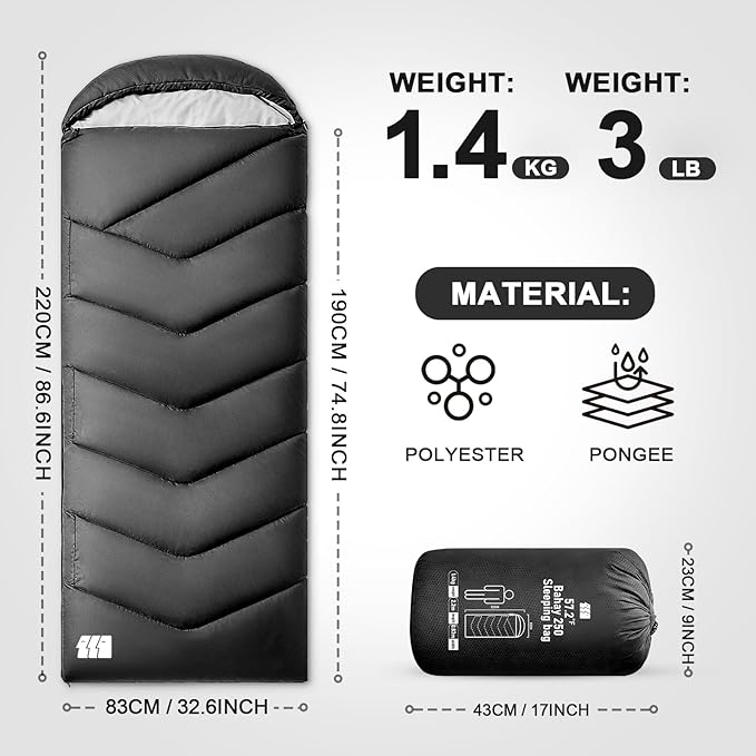 Sleeping Bags for Adults Cold Weather, Waterproof, Lightweight Camping Sleeping - Image 2