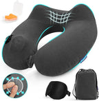 Inflatable Travel Neck Pillow for Airplane, Head Support Velvet Adult Neck by Glyzia