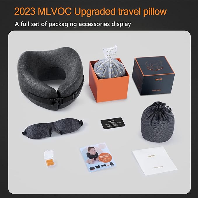MLVOC Travel Pillow Memory Foam Neck Pillow, Adjustable Comfort Breathable Cover - Image 6