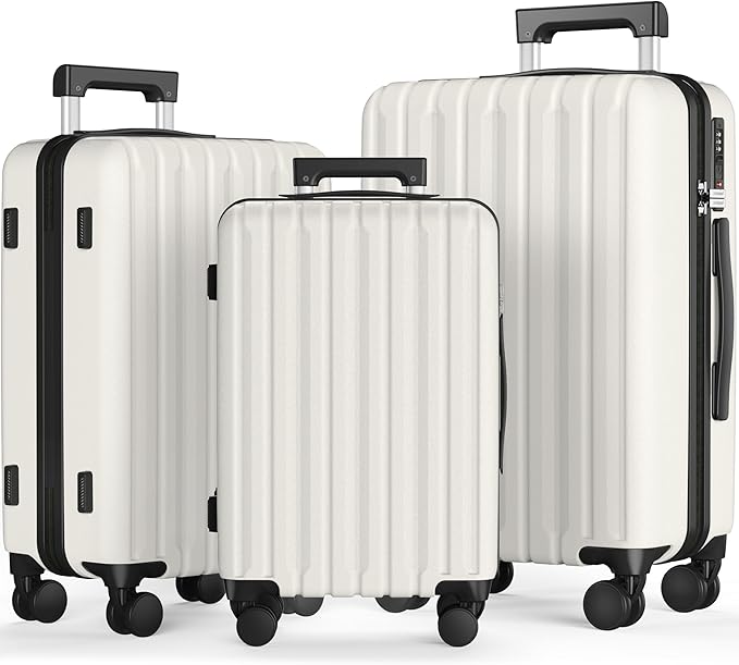 SHOWKOO Luggage Sets 3 Piece 100% PC Ultra Tough Hardside Expandable Suitcases by SHOWKOO