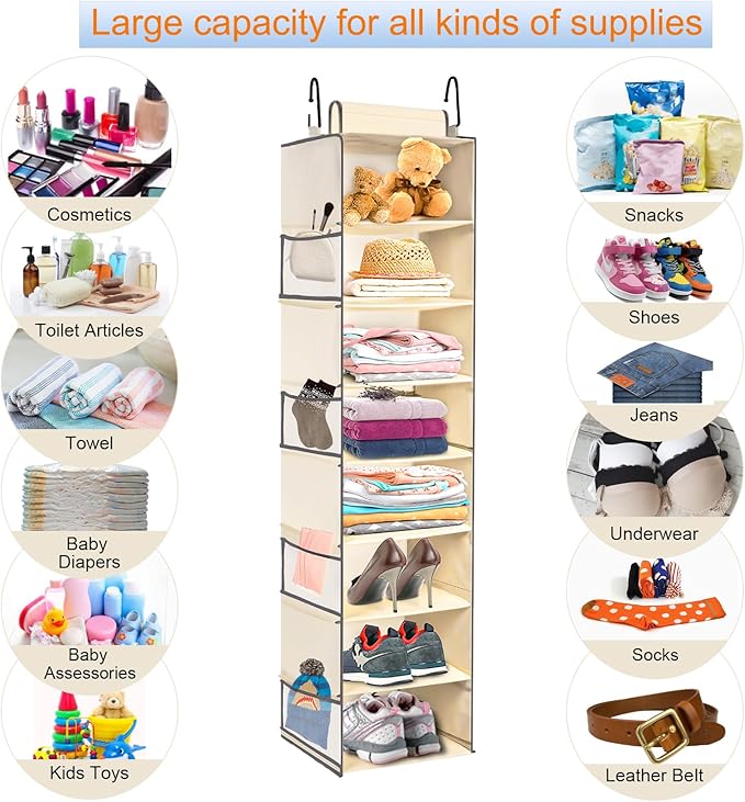 2 Pack Large-Sized Hanging Shoe Organizer 8-Shelf, Hanging Closet Organizer - Image 6