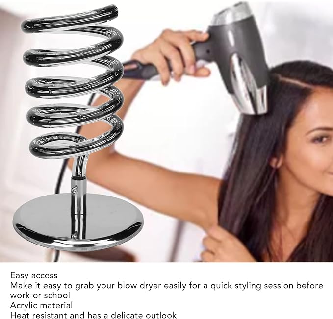 HURRISE Spiral Hair Dryer Holder, Spring Hair Dryer Hanging Rack, Spiral Hair Styling Station Spiral Salon Blow Dryer Holder Stand for Bathroom Hair Salon