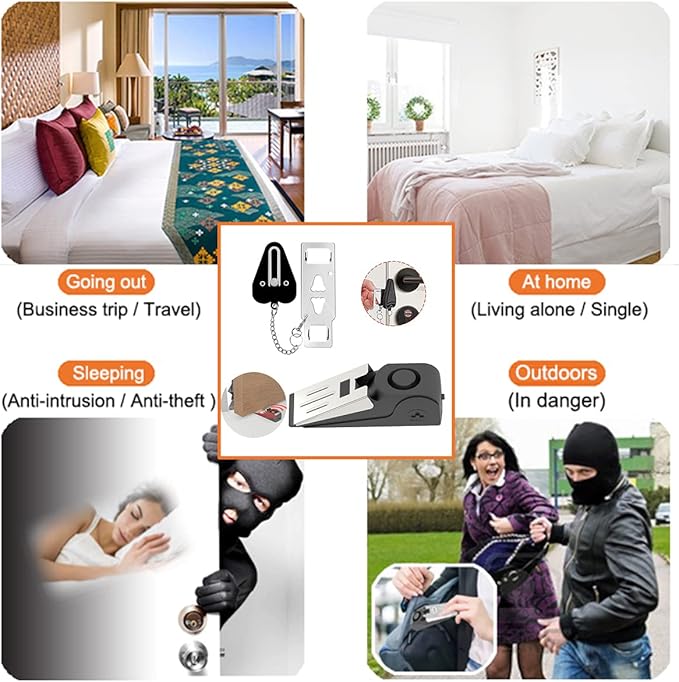 2 Packs Portable Door Stop Alarm & Door Lock, Upgraded Home Security Door - Image 3