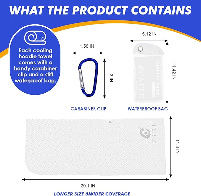 Cooling Hoodie Towels for Neck and Face, UPF 50 Sun Protection & Instant Cooling - Image 6