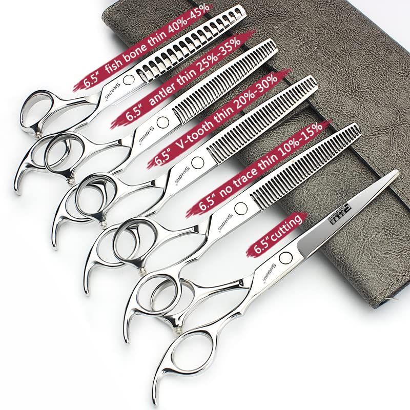 6.5 Inch Stainless Steel Professional Barber Scissors Hair Thinning Scissors Hairdresser or Home Hairdresser Variant (6.5 Inch-5pc)