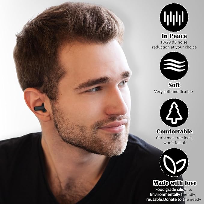 TrelaCo 100 Pairs Ear Plugs Bulk, NRR 29dB Reusable Silicone Ear Plugs - Image 3
