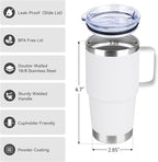 20oz Tumbler with Handle & Lid, Insulated Stainless Steel Travel Mug, Leakproof - Image 2