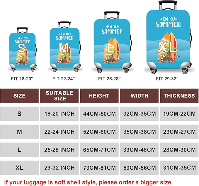 WUJIAONIAO Travel Luggage Cover Baggage Suitcase Cover Protector Skins 18-32 - Image 3