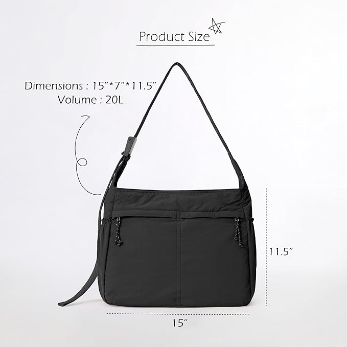 ODODOS 20L Crossbody Tote Bag Large Capacity Lightweight Hobo Shoulder Sling - Image 6