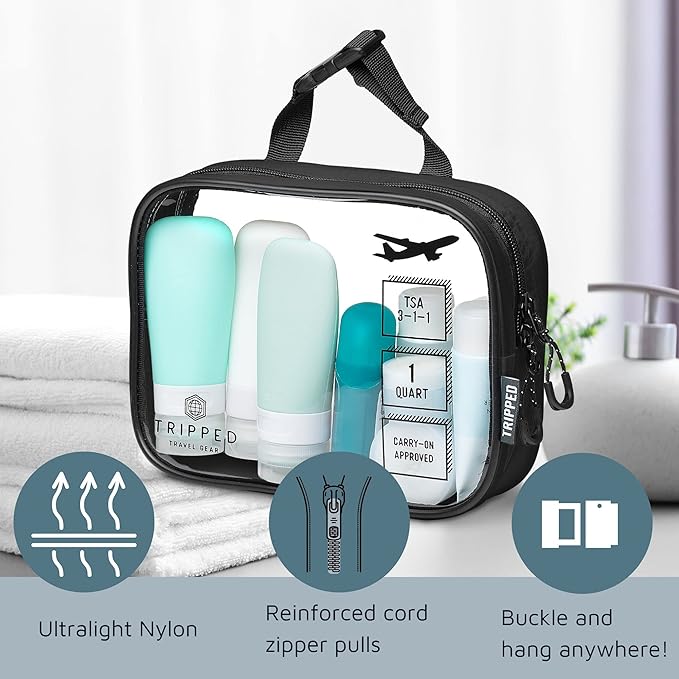 Toiletry Bag Kit Set: Hanging Travel Toiletry Bag + 311 TSA Cosmetic Liquid Bag - Image 7