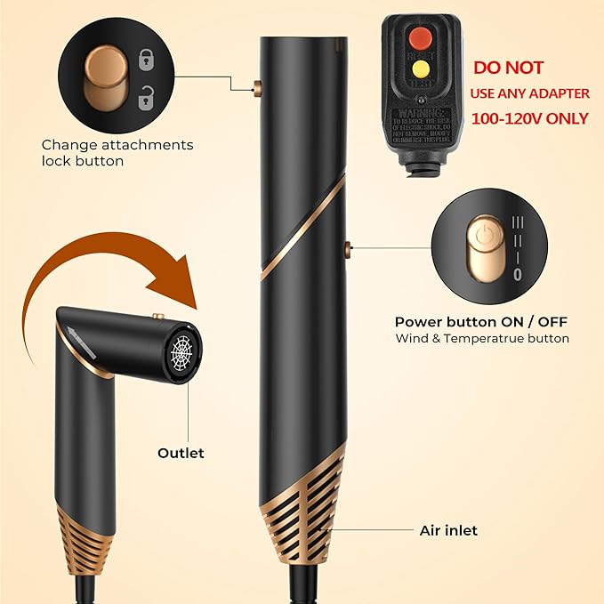 6 in ONE Blow Dryer Brush, Curling Wand Hair Styling Tools Set, Ionic Hot Air Hair Dryer, Massage Oval Hair Dryer, Left&Right Hair Curlers 100-120V