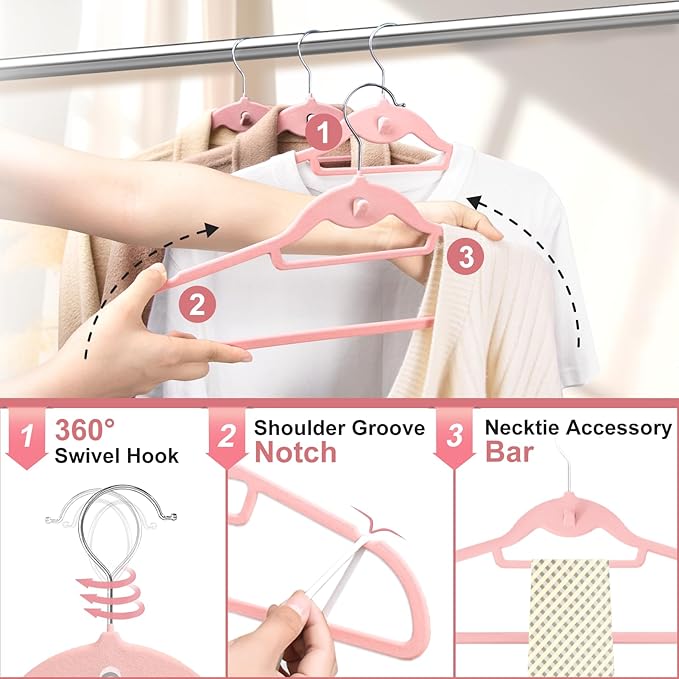 Velvet Felt Stackable Hangers 50 Pack, Non Slip, - Image 4