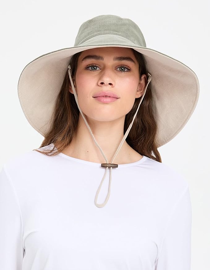 Solbari Women’s Ultra-Wide Cotton Linen Sun Hat UPF 50+, Adjustable - Image 7